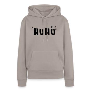huhu - Frauen Premium Bio Hoodie - Taupe - Vorne - Julia (174cm)