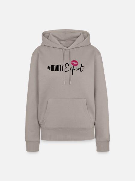 beauty expert lips - Frauen Premium Bio Hoodie - Taupe