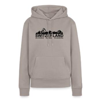 Suisse - Suisse - Suisse - Svizzera - Sweat à capuche Premium bio Femme - taupe - Devant - Julia (174cm)