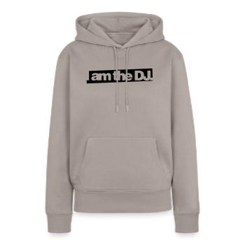 JE SUIS LE DJ - Sweat à capuche Premium bio Femme - taupe - Devant - Julia (174cm)