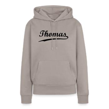 thomas - Frauen Premium Bio Hoodie - Taupe - Vorne - Julia (174cm)