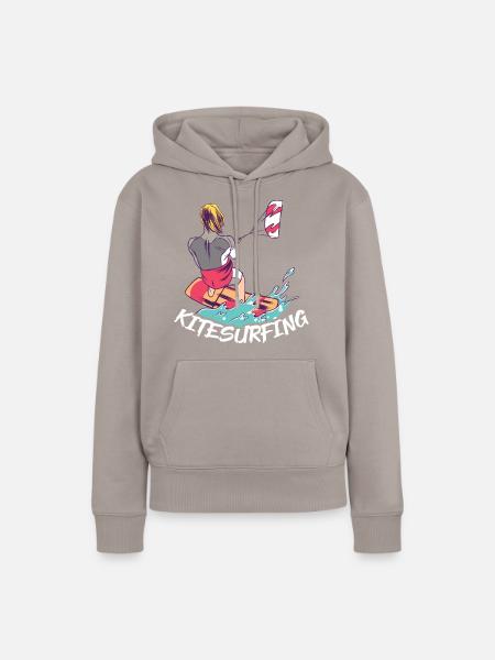 Kitesurfen Kiteboarding Kite Kiten - Frauen Premium Bio Hoodie - Taupe