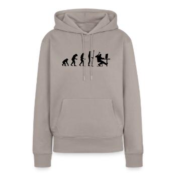 evolution_pc_1 - Sweat à capuche Premium bio Femme - taupe - Devant - Julia (174cm)