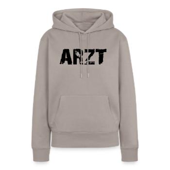 arzt_deutsch - Frauen Premium Bio Hoodie - Taupe - Vorne - Julia (174cm)