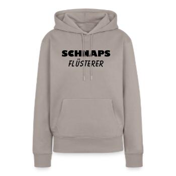 Schnaps Flüsterer - Frauen Premium Bio Hoodie - Taupe - Vorne - Julia (174cm)