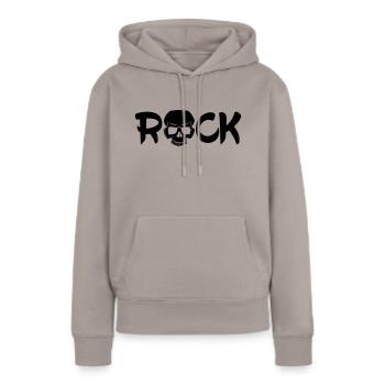 ROCK - Frauen Premium Bio Hoodie - Taupe - Vorne - Julia (174cm)