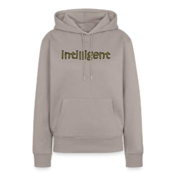 intelligent - Frauen Premium Bio Hoodie - Taupe - Vorne - Julia (174cm)