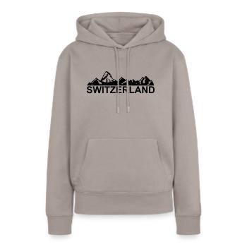 Suisse - Suisse - Suisse - Svizzera - Sweat à capuche Premium bio Femme - taupe - Devant - Julia (174cm)
