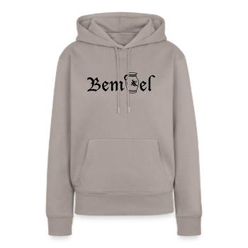 Frankfurter Bembel - Frauen Premium Bio Hoodie - Taupe - Vorne - Julia (174cm)