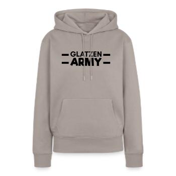 Glatzen Army - Frauen Premium Bio Hoodie - Taupe - Vorne - Julia (174cm)