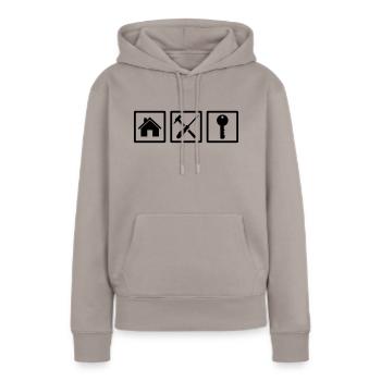 Concierge - Sweat à capuche Premium bio Femme - taupe - Devant - Julia (174cm)