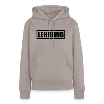 Lehrling - Frauen Premium Bio Hoodie - Taupe - Vorne - Julia (174cm)