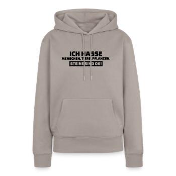 Steine sind ok - Frauen Premium Bio Hoodie - Taupe - Vorne - Julia (174cm)