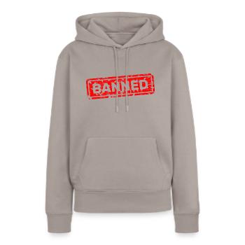 Interdit, interdit, rejeté, ostracisé - Sweat à capuche Premium bio Femme - taupe - Devant - Julia (174cm)