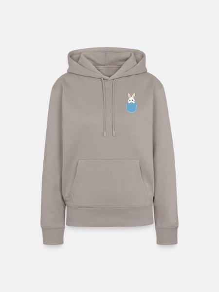 Häschen in Hemdtasche - Frauen Premium Bio Hoodie - Taupe