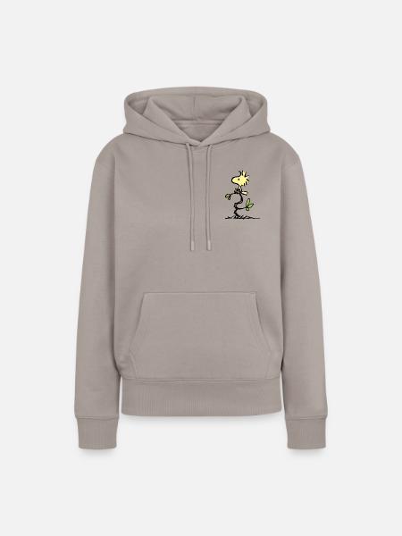 Peanuts Woodstock Brustmotiv - Frauen Premium Bio Hoodie - Taupe