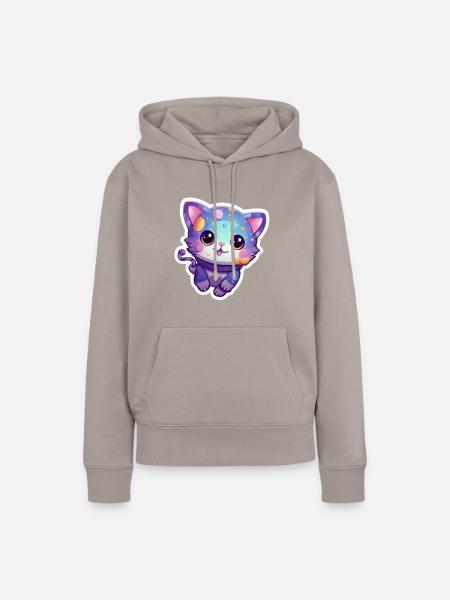s cute space kitty - Frauen Premium Bio Hoodie - Taupe