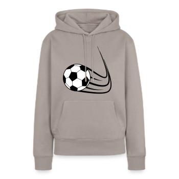 Fußball, Ball, Soccer, Football, Schuss, Tor - Frauen Premium Bio Hoodie - Taupe - Vorne - Julia (174cm)