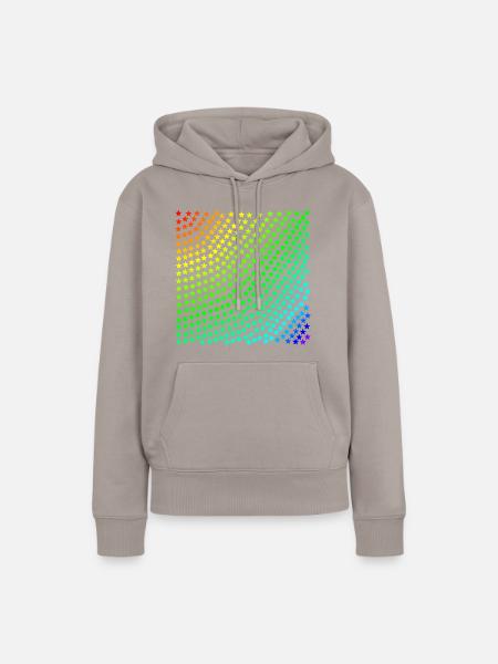 Stern Sterne Regenbogen bunt Geschenkidee - Frauen Premium Bio Hoodie - Taupe
