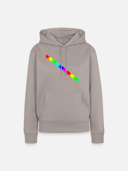 Sterne bunt Regenbogen Geschenkidee - Frauen Premium Bio Hoodie - Taupe