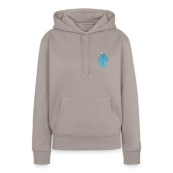 5 Rue Sésame Macaron Grignote petit - Sweat à capuche Premium bio Femme - taupe - Devant - Julia (174cm)