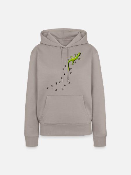 kletternder Gecko Echse Reptil cooles Geschenk - Frauen Premium Bio Hoodie - Taupe