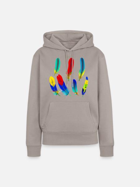 Papagei Federn - Frauen Premium Bio Hoodie - Taupe