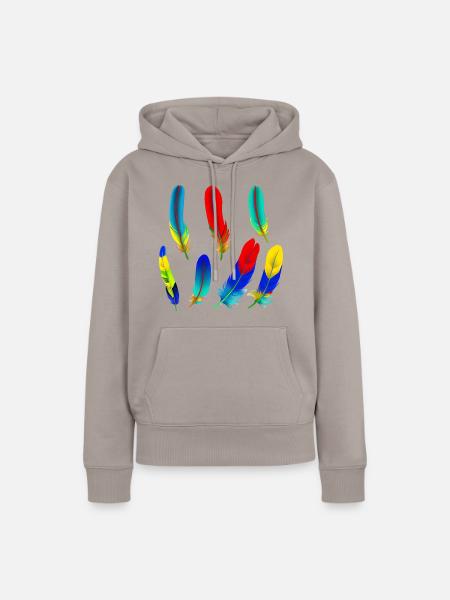 Papagei Federn - Frauen Premium Bio Hoodie - Taupe