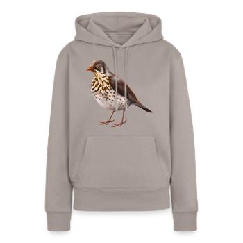 Grive oiseau - Sweat à capuche Premium bio Femme - taupe - Devant - Julia (174cm)