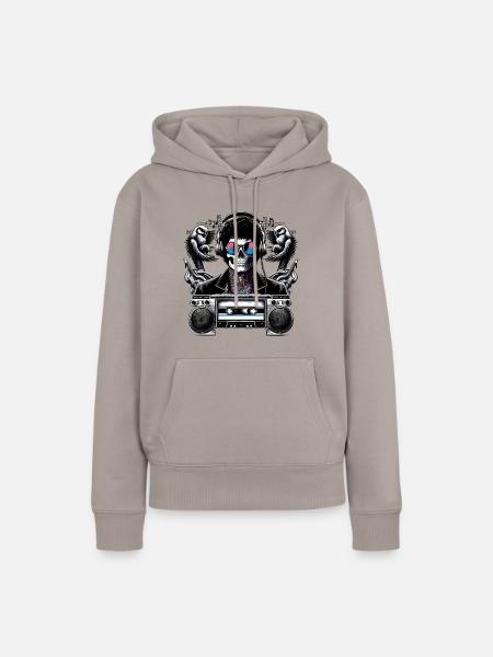 Retro-Rhythmus - Frauen Premium Bio Hoodie - Taupe