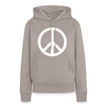 Peace - Sweat à capuche Premium bio Femme - taupe - Devant - Julia (174cm)