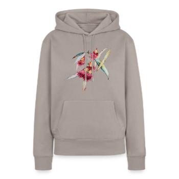 Eukalyptus - handgezeichnetes Aquarell - Frauen Premium Bio Hoodie - Taupe - Vorne - Julia (174cm)