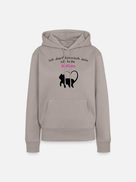 Ich darf komisch sein ich habe Katzen - Frauen Premium Bio Hoodie - Taupe