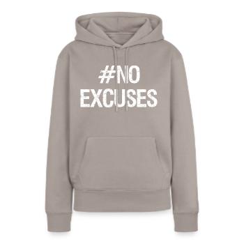 pas d’excuses musculation entraînement dictons - Sweat à capuche Premium bio Femme - taupe - Devant - Julia (174cm)