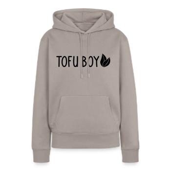 Tofu Boy - Sweat à capuche Premium bio Femme - taupe - Devant - Julia (174cm)