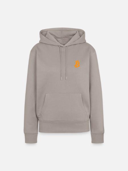 Bitcoin Logo Orange - Frauen Premium Bio Hoodie - Taupe