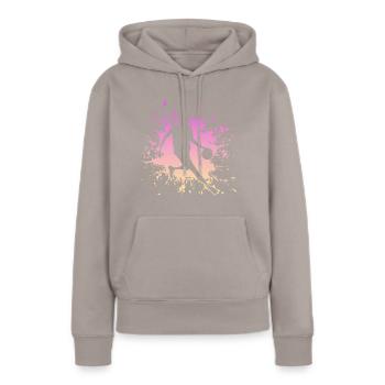 Bball, Streetball, Basketball - Frauen Premium Bio Hoodie - Taupe - Vorne - Julia (174cm)