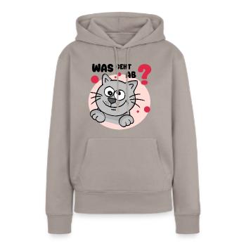 Que se passe-t-il? - Sweat à capuche Premium bio Femme - taupe - Devant - Julia (174cm)