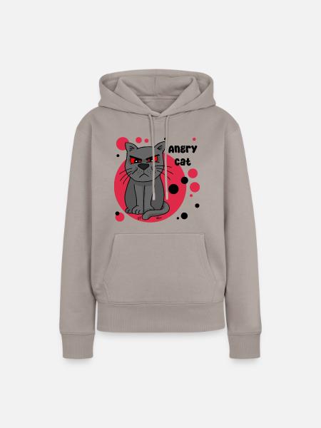 angry cat - Frauen Premium Bio Hoodie - Taupe