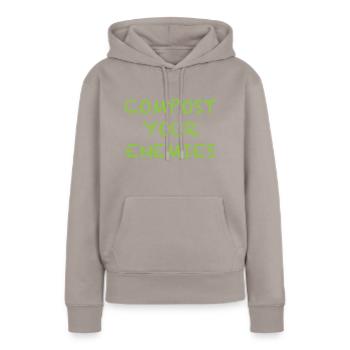 Jardinier jardinier jardinier - Sweat à capuche Premium bio Femme - taupe - Devant - Julia (174cm)
