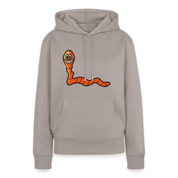 Regenwurm Wurm - Frauen Premium Bio Hoodie - Taupe - Vorne - Julia (174cm)