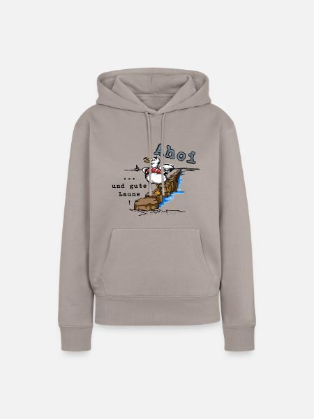Ahoi und gute laune - Frauen Premium Bio Hoodie - Taupe