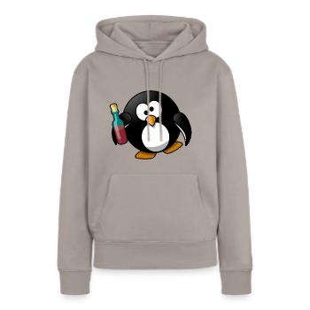 Drunk Tux - Sweat à capuche Premium bio Femme - taupe - Devant - Julia (174cm)