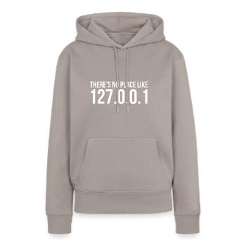 127.0.0.1 Hôte local - Admin et programmeur - Sweat à capuche Premium bio Femme - taupe - Devant - Julia (174cm)