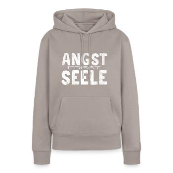 La peur dévore l’âme - Sweat à capuche Premium bio Femme - taupe - Devant - Julia (174cm)