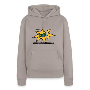 Zack - Frauen Premium Bio Hoodie - Taupe - Vorne - Julia (174cm)
