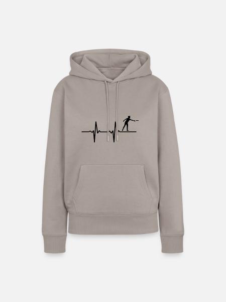Frisbee Herzfrequenz - Frauen Premium Bio Hoodie - Taupe