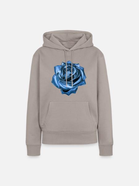 Rose, blau, Metall,,metallisch - Frauen Premium Bio Hoodie - Taupe