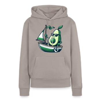 Dériveur d’été cool avec avocat - Sweat à capuche Premium bio Femme - taupe - Devant - Julia (174cm)