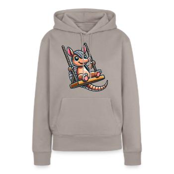 Lustiges Gürteltier Schaukel Cartoon Spielplatz - Frauen Premium Bio Hoodie - Taupe - Vorne - Julia (174cm)